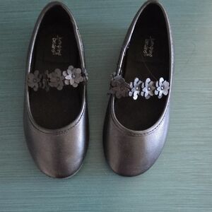 jumping beans Black Floral Strap Girls Mary Jane Flats